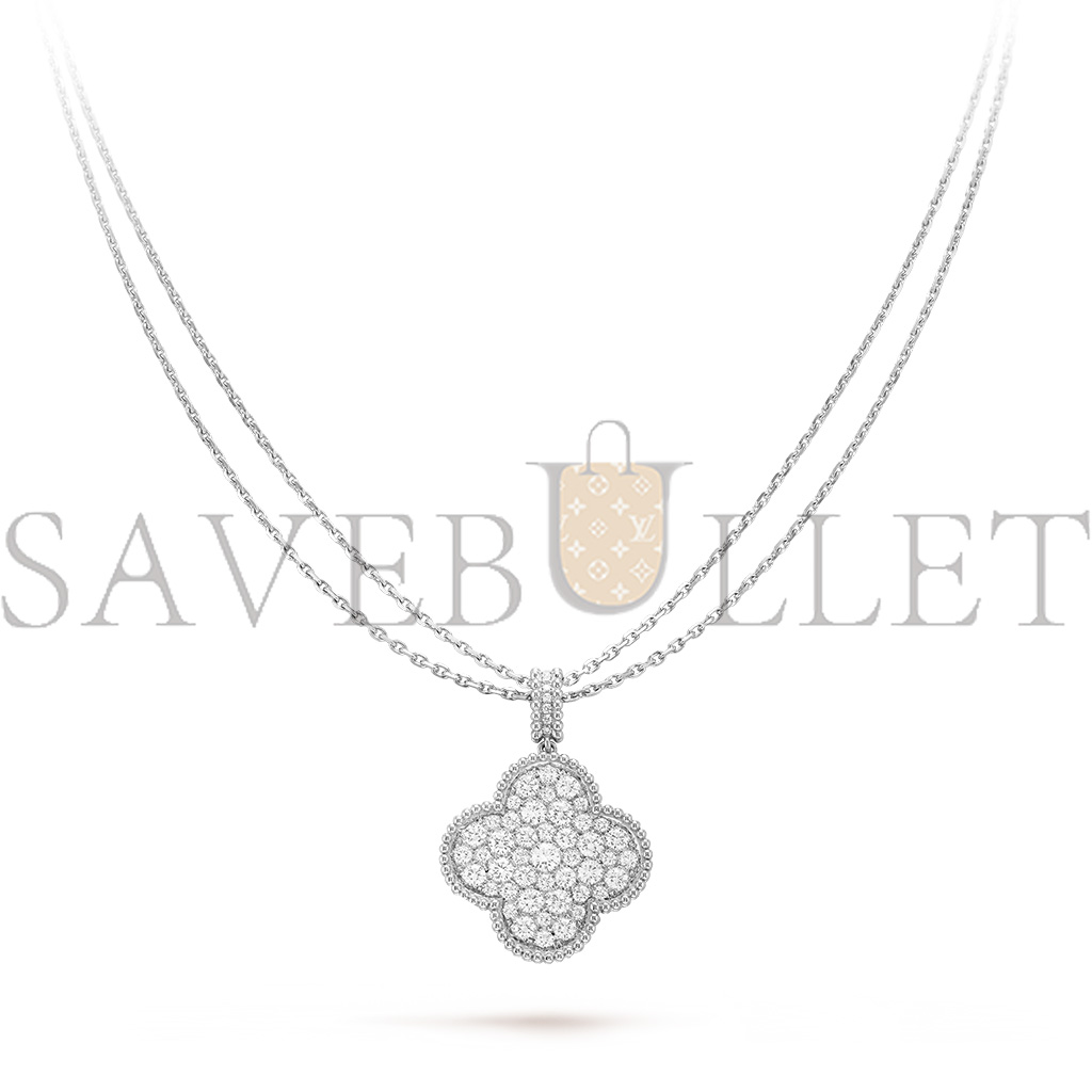 VAN CLEEF & ARPELS MAGIC ALHAMBRA LONG NECKLACE, 1 MOTIF - WHITE GOLD, DIAMOND  VCARO49O00